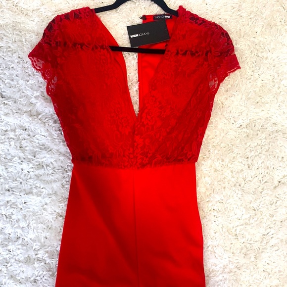 Cute red one piece Fashionova lace top pants outfit - Picture 2 of 4